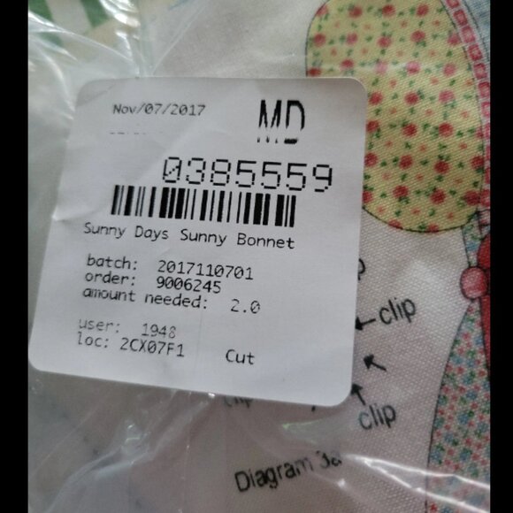 Sunny days sunny bonnet fabric pattern - Picture 3 of 3